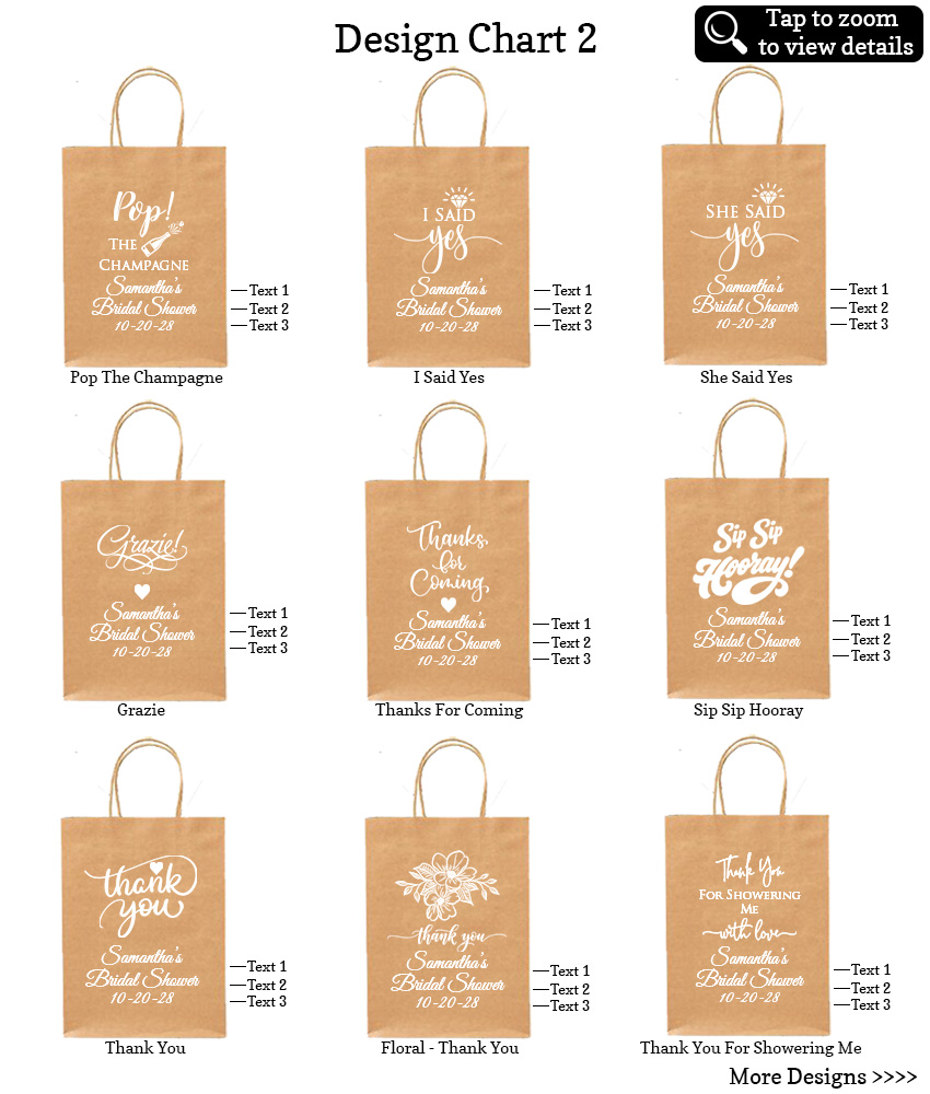 bridal shower paper tote bags design chart 2 bridal shower paper tote bags design chart 2