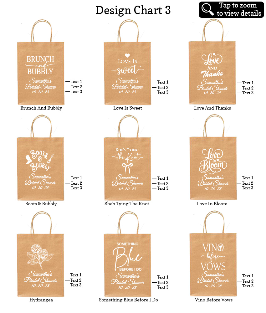 bridal shower paper tote bags design chart 3 bridal shower paper tote bags design chart 3