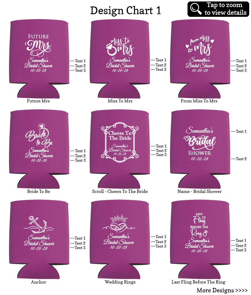 koozie can cooler bridal shower favors design chart 1 koozie can cooler bridal shower favors design chart 1
