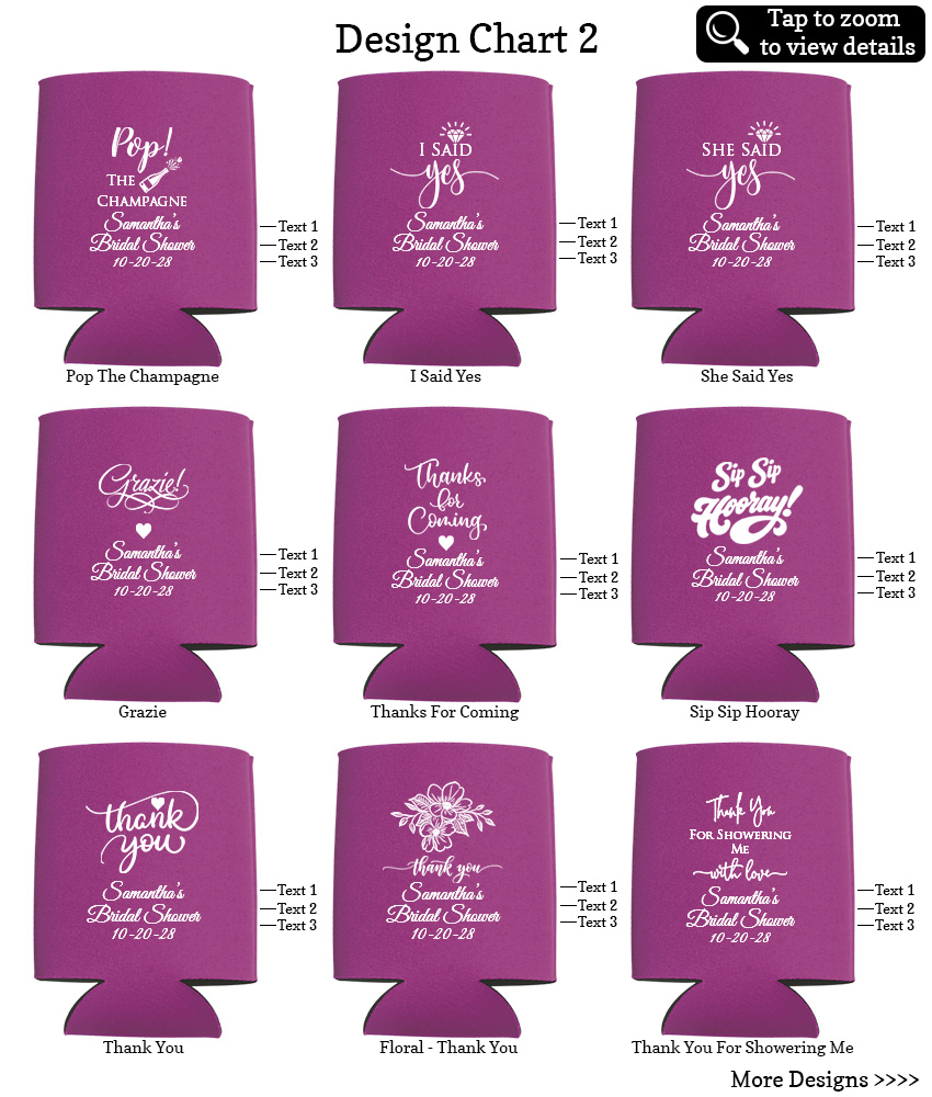 koozie can cooler bridal shower favors design chart 2 koozie can cooler bridal shower favors design chart 2