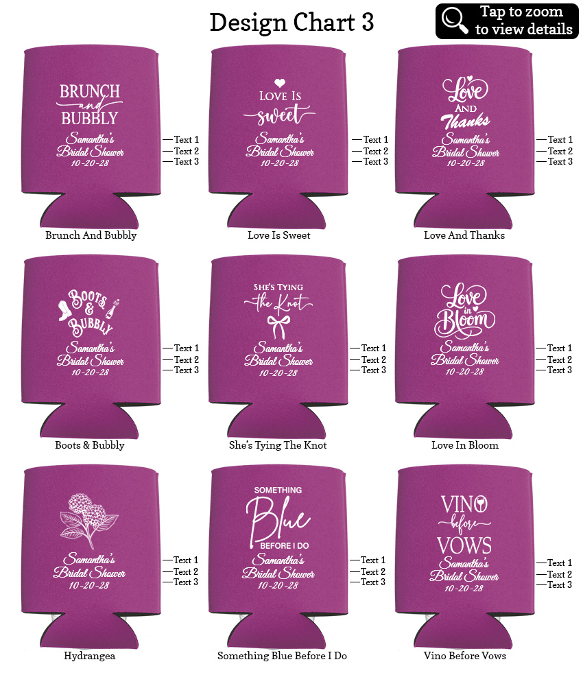 koozie can cooler bridal shower favors design chart 3 koozie can cooler bridal shower favors design chart 3