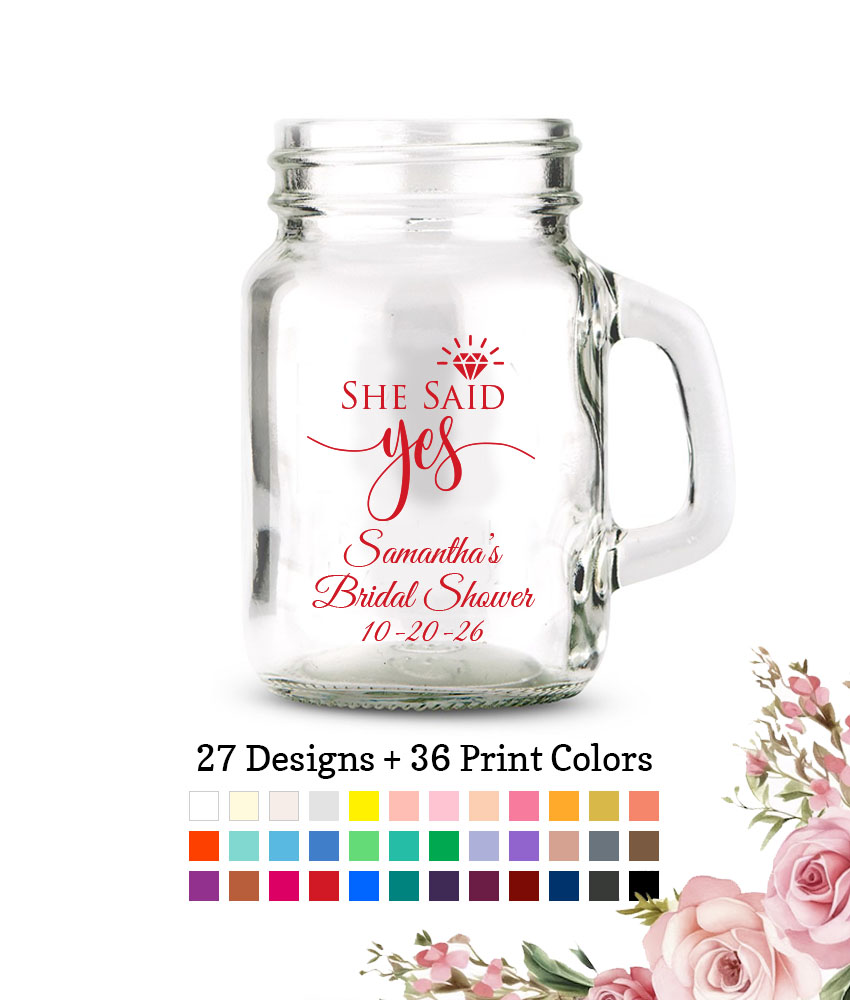 she said yes personalized bridal shower favors small mason jars she said yes personalized bridal shower favors small mason jars