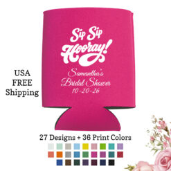 sip sip hooray bridal shower favors koozies beer can coolers for wedding shower