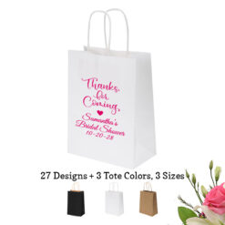 thanks for coming personalized bridal shower paper tote bags
