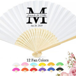 initial monogram personalized wedding paper fans