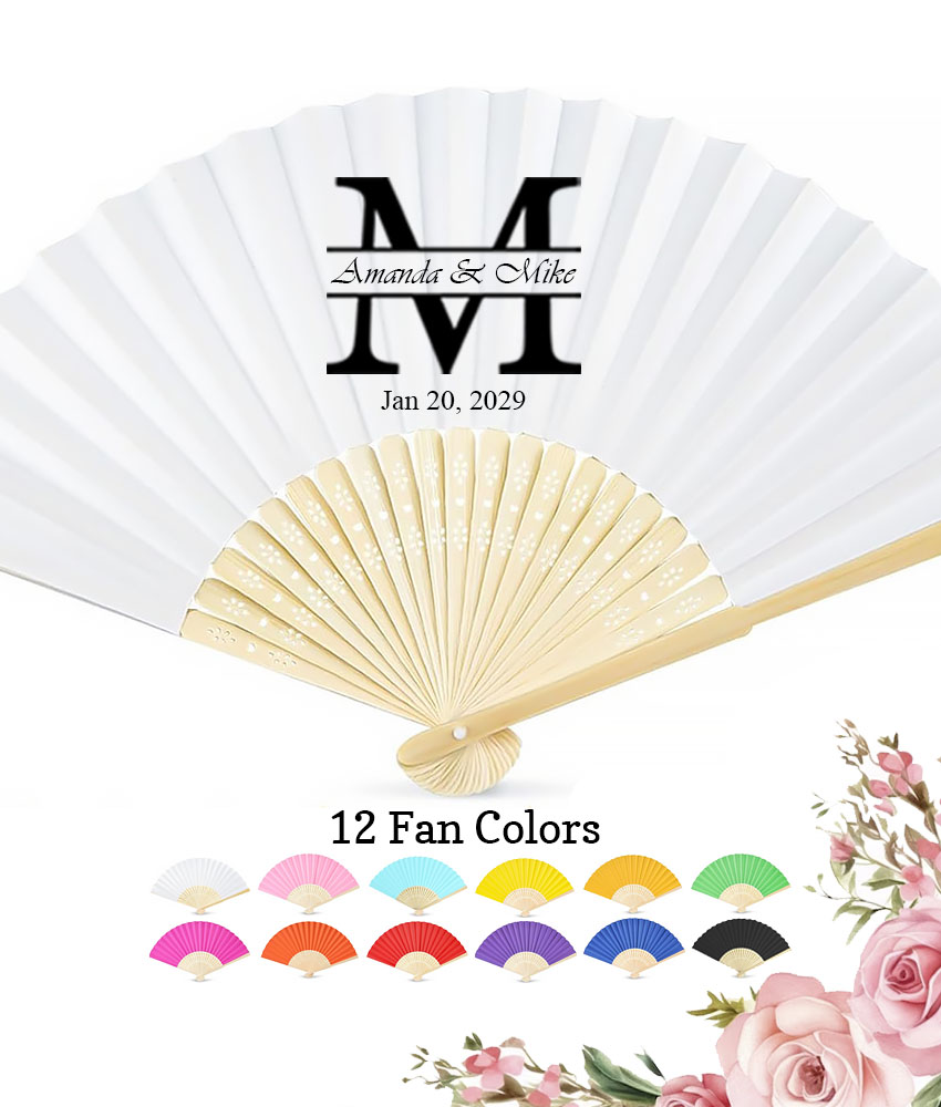 initial monogram personalized wedding paper fans initial monogram personalized wedding paper fans