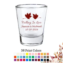 fall leaves custom fall wedding favor shot glasses