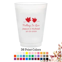 Fall Wedding 10 Oz. Frosted Flex Unbreakable Cups Fall Leaves