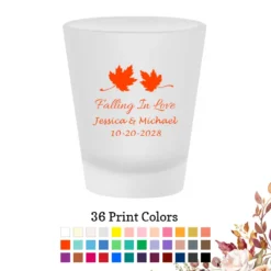 fall leaves personalized frosted shot glass wedding favors