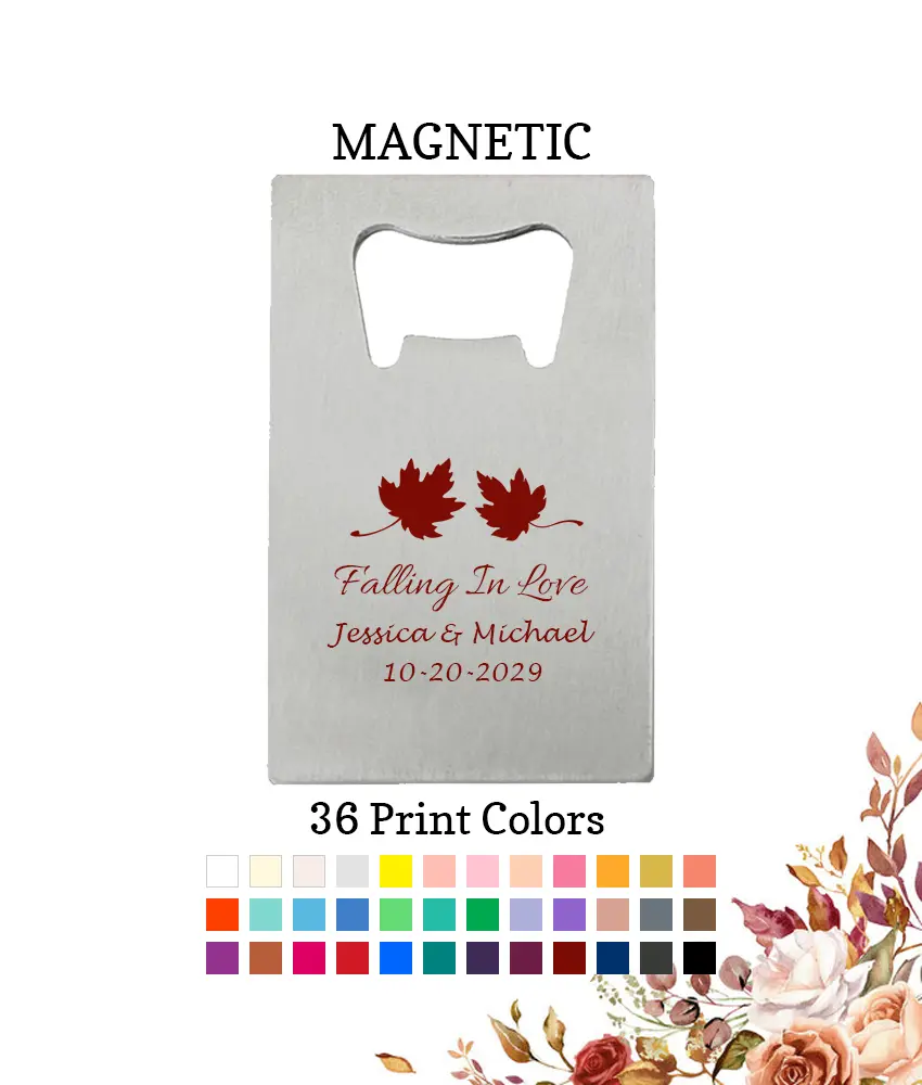 Fall Wedding Silver Magnetic Bottle Openers Fall Leaves Fall Wedding Silver Magnetic Bottle Openers Fall Leaves