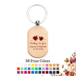 Fall Wedding Wooden Keychains Fall Leaves
