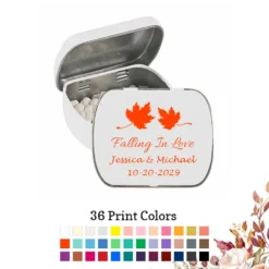 Fall Wedding Rectangle White Mint Tins Fall Leaves