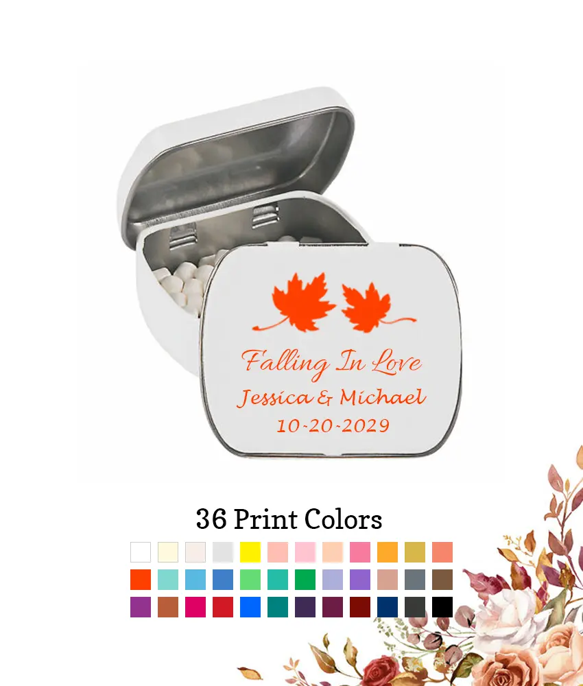 Fall Wedding Rectangle White Mint Tins Fall Leaves Fall Wedding Rectangle White Mint Tins Fall Leaves